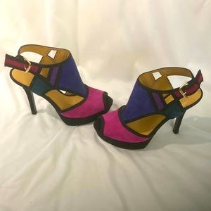 Nine West peep toe multi color platform